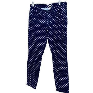 J. Crew Womens 29 Pants Corduroy Toothpick Stretch Vintage Polka Dot Navy New
